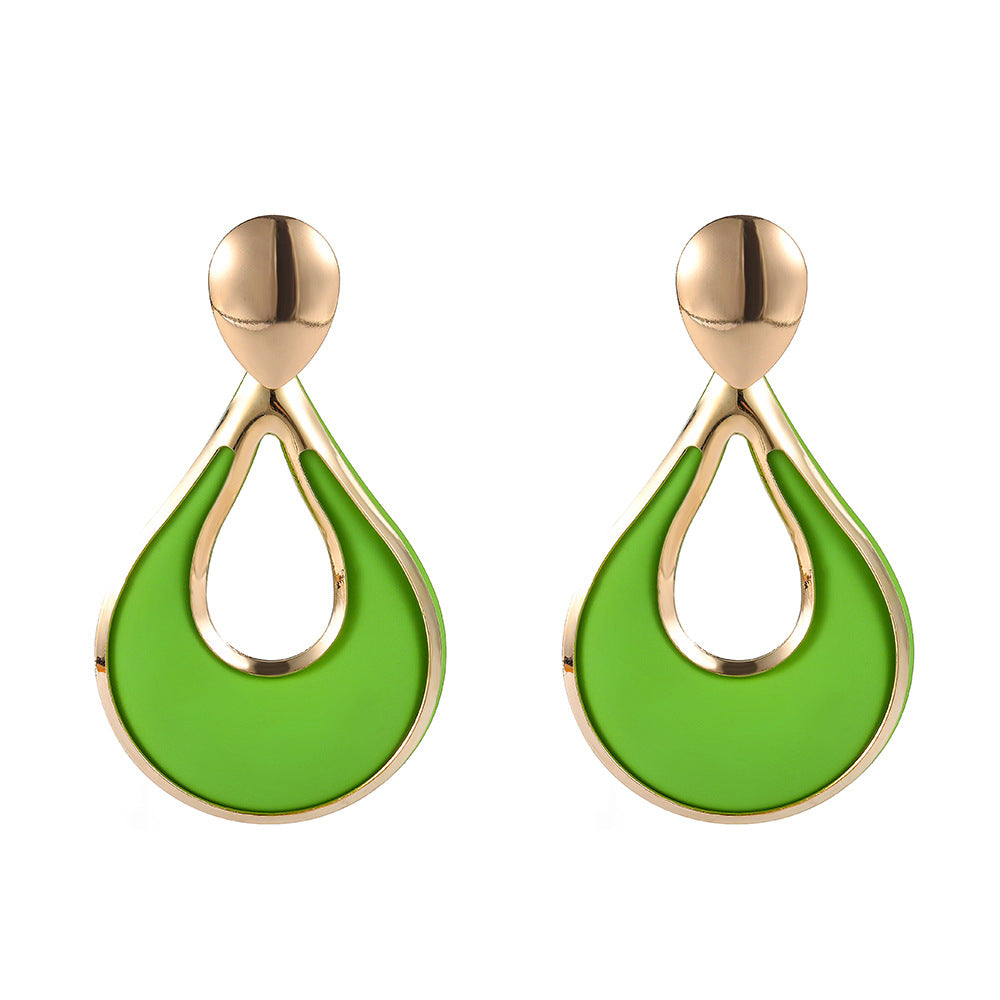 Pendientes de metal hueco de pintura de agua de agua al por mayor